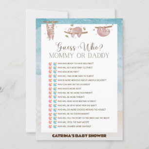 Sloth Baby shower - bewerkbare naam, 5x7 Kaart