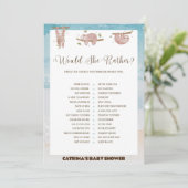 Sloth Baby shower - bewerkbare naam, 5x7 Kaart (Staand voorkant)