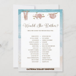 Sloth Baby shower - bewerkbare naam, 5x7 Kaart