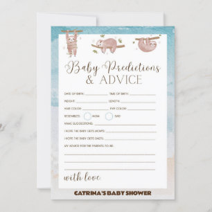 Sloth Baby shower - bewerkbare naam, 5x7 uitnodigi Kaart