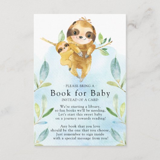 Sloth Baby shower Boek voor Baby Kaart (Voorkant)