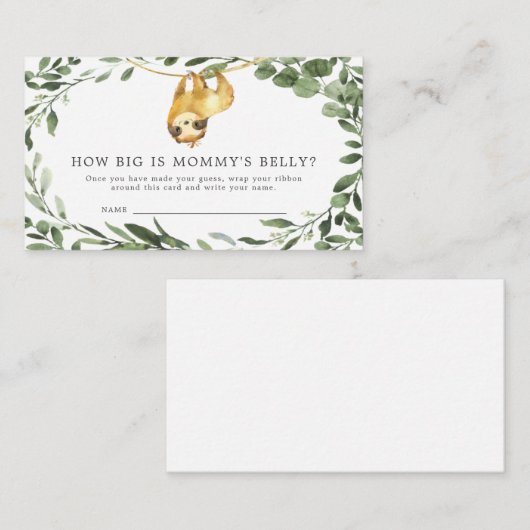 Sloth Baby shower Hoe groot is mama's buik Kaart (Voorkant / Achterkant)