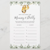 Sloth Baby shower Hoe oud waren ze spel Kaart (Voorkant)