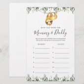 Sloth Baby shower Hoe oud waren ze spel Kaart (Voorkant / Achterkant)
