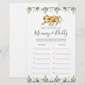 Sloth Baby shower Hoe oud waren ze spel Kaart (Voorkant / Achterkant)