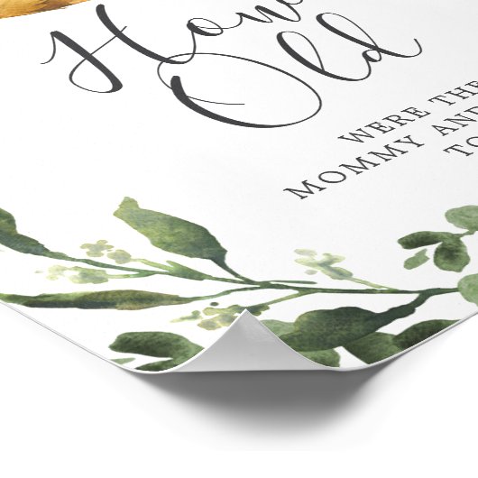 Sloth Baby shower Hoe oud waren ze spel Poster (Hoek)