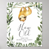 Sloth Baby shower Hoe oud waren ze spel Poster (Voorkant)
