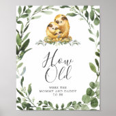 Sloth Baby shower Hoe oud waren ze spel Poster (Voorkant)