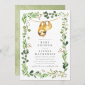 Sloth Baby Shower Invitation Kaart (Voorkant / Achterkant)