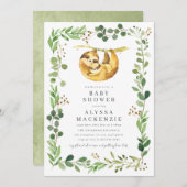 Sloth Baby Shower Invitation Kaart (Voorkant / Achterkant)