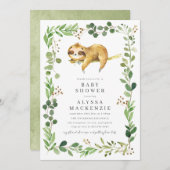 Sloth Baby Shower Invitation Kaart (Voorkant / Achterkant)