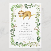 Sloth Baby Shower Invitation Kaart (Voorkant)