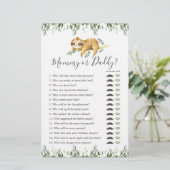 Sloth Baby shower Mama of Pappa Game (Staand voorkant)