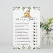 Sloth Baby shower Mama of Pappa Game (Staand voorkant)