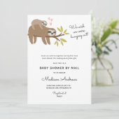 Sloth Baby shower per post Kaart (Staand voorkant)