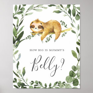 Sloth Baby shower Raad eens hoe groot is mama's bu Poster