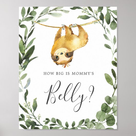 Sloth Baby shower Raad eens hoe groot is mama's bu Poster (Voorkant)