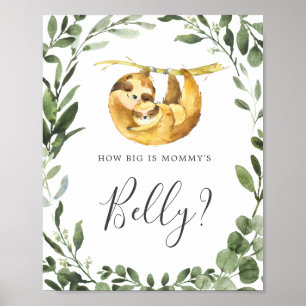 Sloth Baby shower Raad eens hoe groot is mama's bu Poster