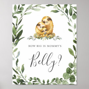 Sloth Baby shower Raad eens hoe groot is mama's bu Poster