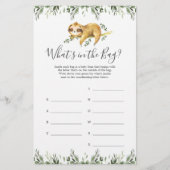 Sloth Baby shower Raad eens wat er in de tas spel (Voorkant)