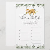 Sloth Baby shower Raad eens wat er in de tas spel (Voorkant / Achterkant)