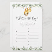 Sloth Baby shower Raad eens wat er in de tas spel (Voorkant / Achterkant)