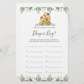 Sloth Baby shower Raad wat er in de luiertas zit (Voorkant / Achterkant)