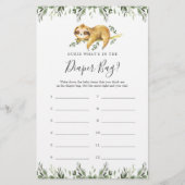 Sloth Baby shower Raad wat er in de luiertas zit (Voorkant)