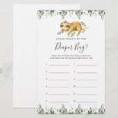 Sloth Baby shower Raad wat er in de luiertas zit (Voorkant / Achterkant)