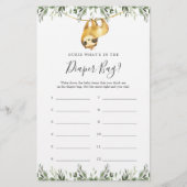 Sloth Baby shower Raad wat er in de luiertas zit (Voorkant)