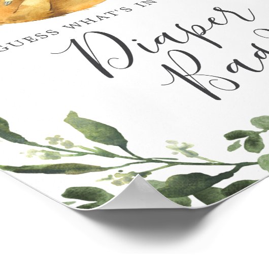 Sloth Baby shower Raad wat er in de luiertas zit Poster (Hoek)