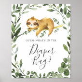 Sloth Baby shower Raad wat er in de luiertas zit Poster (Voorkant)