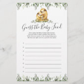 Sloth Baby shower raadt het Baby voedsel (Voorkant)