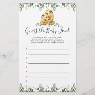 Sloth Baby shower raadt het Baby voedsel