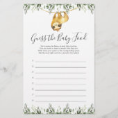 Sloth Baby shower raadt het Baby-voedselspel (Voorkant)
