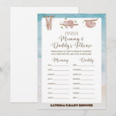 Sloth Baby shower spel - bewerkbare naam, 5x7 Kaart (Voorkant / Achterkant)