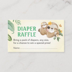 Sloth Baby shower Sprinkle Luier Raffle Ticket Informatiekaartje