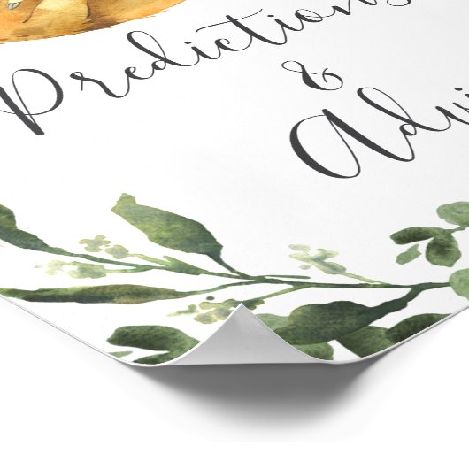 Sloth Baby shower voorspellingen en advies teken Poster (Hoek)