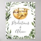 Sloth Baby shower voorspellingen en advies teken Poster (Voorkant)