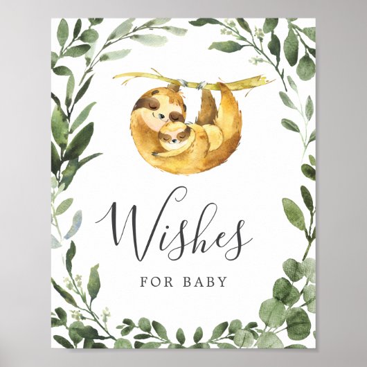 Sloth Baby shower wensen voor Baby sign Poster (Voorkant)