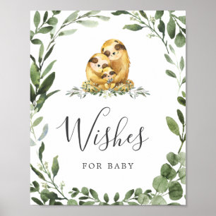 Sloth Baby shower wensen voor Baby sign Poster