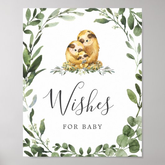 Sloth Baby shower wensen voor Baby sign Poster (Voorkant)