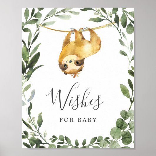 Sloth Baby shower wensen voor Baby sign Poster (Voorkant)
