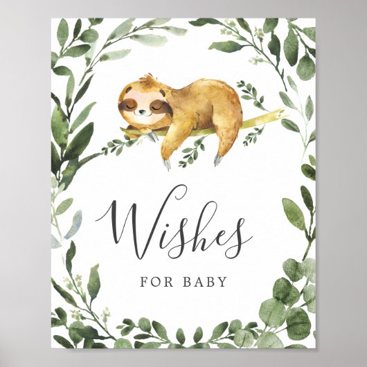 Sloth Baby shower wensen voor Baby sign Poster (Voorkant)