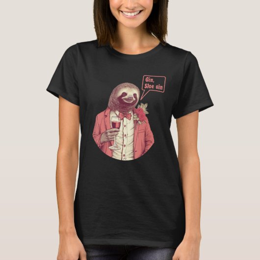 Sloth Bartender Drink een Cocktail Joke Mannen en  T-shirt (Voorkant)