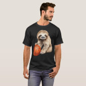 Sloth Basketball Funny Sloth Holding Basketball SL T-shirt (Voorkant volledig)