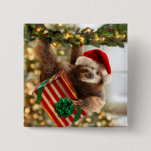 Sloth Bearing Gifts Vierkante Button 5,1 Cm