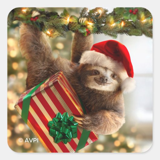 Sloth Bearing Gifts Vierkante Sticker (Voorkant)