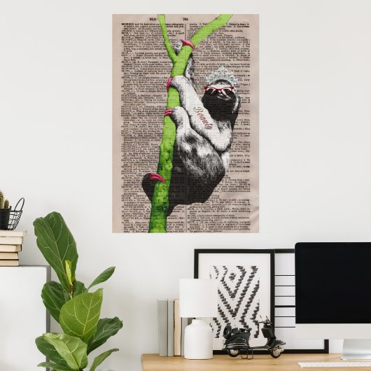 Sloth Beauty Queen Poster (Thuiskantoor)