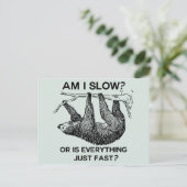 Sloth ben ik traag? Blauw Briefkaart (Staand voorkant)